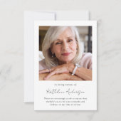 In het Van de Foto van het Geheugen Funeral Bedankkaart (Voorkant)