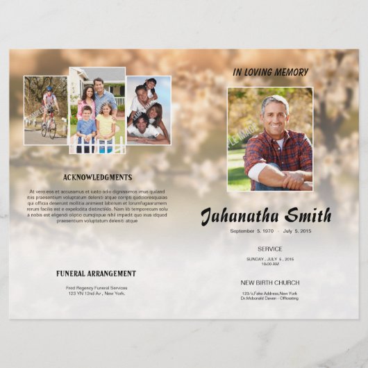 In het Van geheugen-begrafenis de brochure van het (Voorkant)