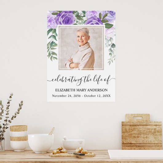 In het Van het Geheugen Paarse Floral Poster van d (Keuken)