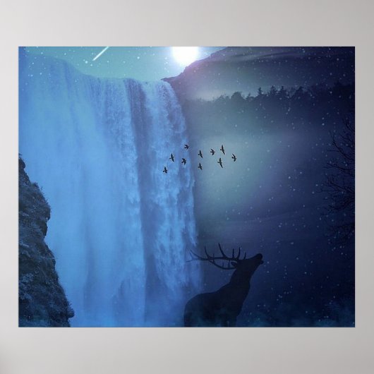 In het wild levende dieren en watervallen poster (Voorkant)