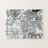 In het wild levende dieren Handgetekende zwart-wit Legpuzzel (Horizontaal)