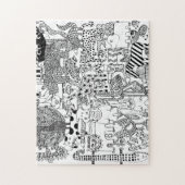 In het wild levende dieren Handgetekende zwart-wit Legpuzzel (Verticaal)