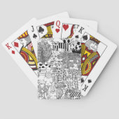 In het wild levende dieren handgetekende zwart-wit pokerkaarten (Achterkant)