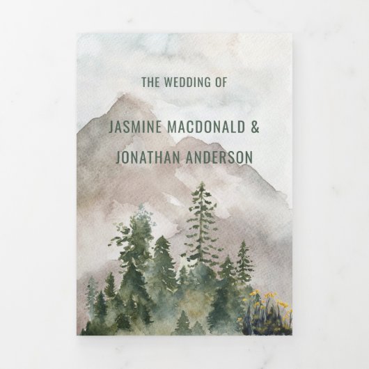 In het Wilde Rustic Mountain Landscape Red Fox Drieluik Uitnodiging (Cover)