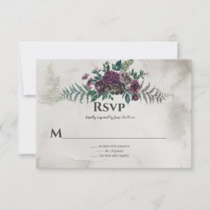 In het Wilde Rustieke Bourgondië Grijs Bloemige Br RSVP Kaartje