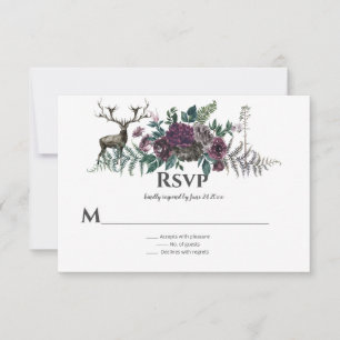 In het Wilde Rustieke Bourgondië Grijs Bloemmotief RSVP Kaartje