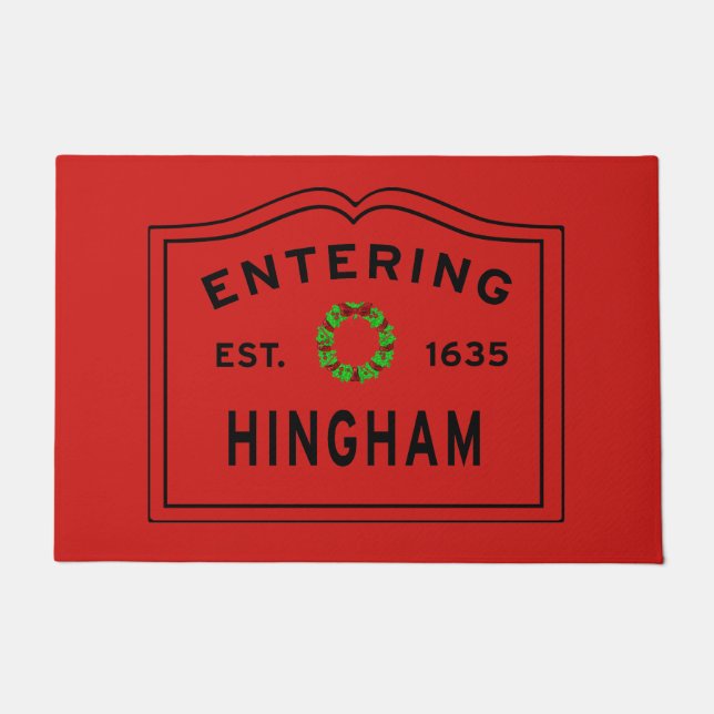 In Hingham Massachusetts Kerstdoormat Deurmat (Voorkant)