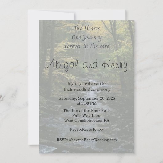 In His Care Forest Photo Wedding Invitation (Devant)