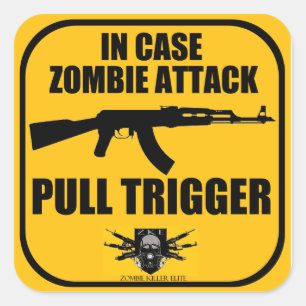 In Hoesje valt Zombie Sticker aan