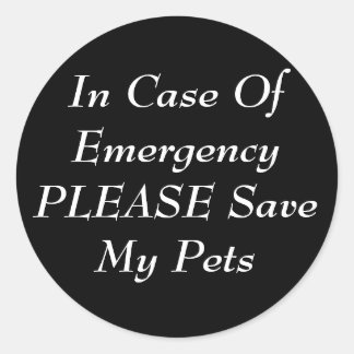 In Hoesje van nood, gelieve mijn huisdieren te red Ronde Sticker
