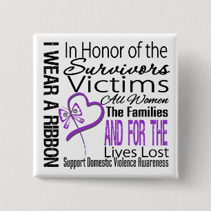 In Honor Tribute Collage Domestic Violence Vierkante Button 5,1 Cm