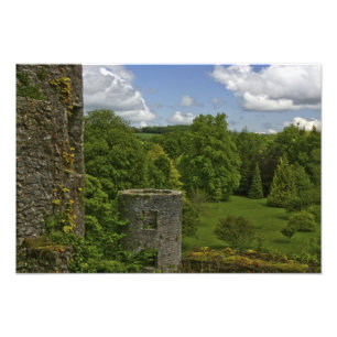 In Ierland, in Kasteel Blarney een stenen toren in Foto Afdruk
