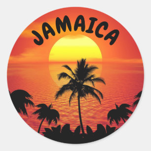 IN JAMAICA GEZOND, ISLAND IN DE ZON RONDE STICKER