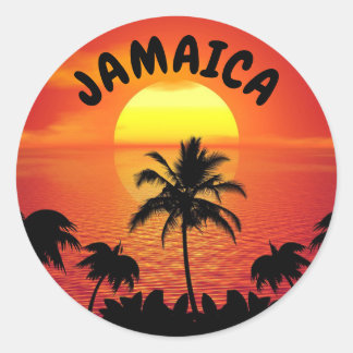 IN JAMAICA GEZOND, ISLAND IN DE ZON RONDE STICKER