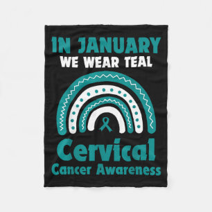 In Januari dragen we Teal Baarmoederhalskankerbewu Fleece Deken