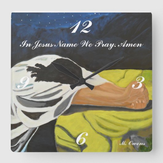 In Jezus naam bidden we vierkante klok (Voorkant)