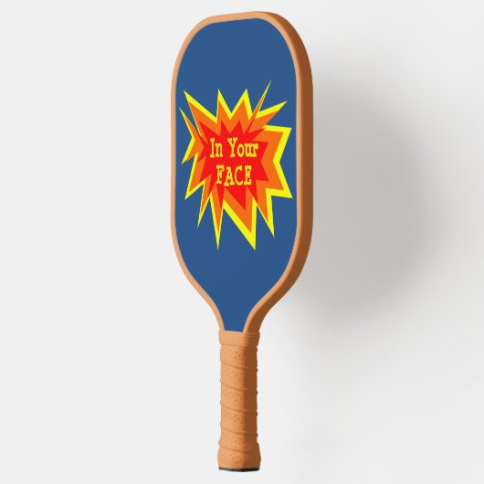 In jouw gezicht, grappige blauwe praatjesserve pickleball paddle (Links)