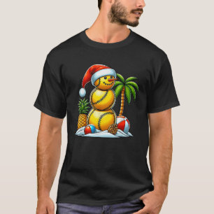 In juli Zomer Softbal Sneeuwman Grappige Kerst T-shirt