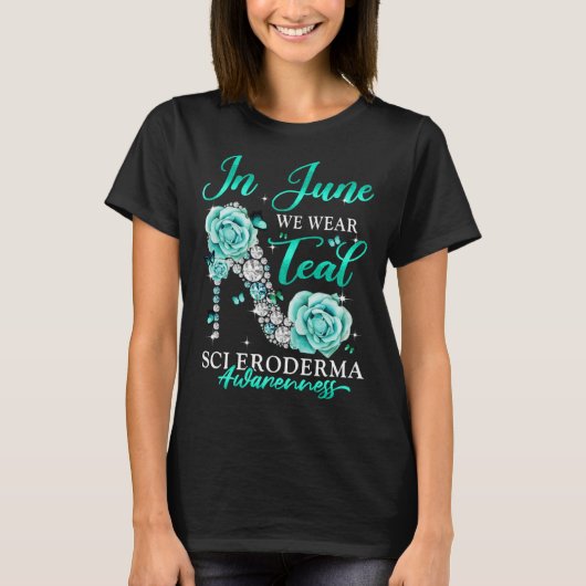 In June We Wear Teal Butterfly Scleroderma Awarene T-shirt (Voorkant)