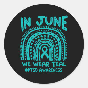 In juni Draag we Blauwgroen #ptsd bewustzijn Ronde Sticker