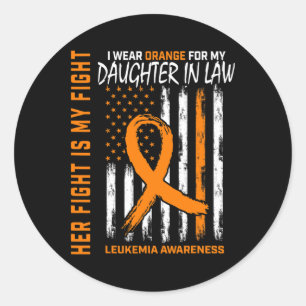 In Law Leukemie Kanker Bewustzijn Amerikaanse vlag Ronde Sticker