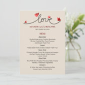 In Liefde Eenvoudige Elegante Tekst Bruiloft Menu (Staand voorkant)