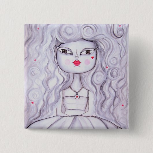 In-liefde-knop Vierkante Button 5,1 Cm (Voorkant)