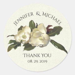 In liefde - Magnolia Flower Custom Weddenschap Ronde Sticker