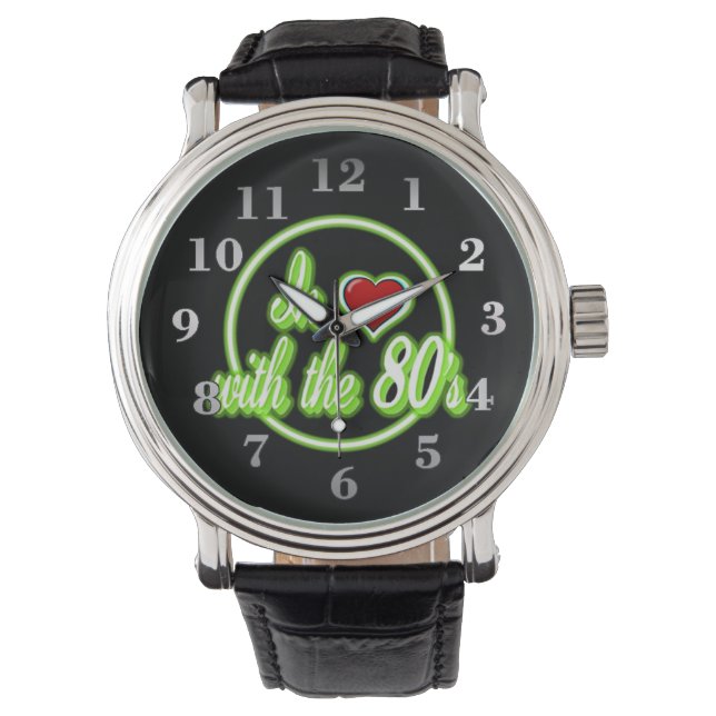 In liefde met de 80's Retro Green Neon Logo Watch Horloge (Voorkant)