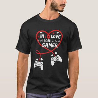 In liefde met een gamer Valentijnsdag game Lover T-shirt