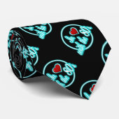 In liefde met het 80's Retro Blue Neon Logo Stropd Stropdas (Opgerold)