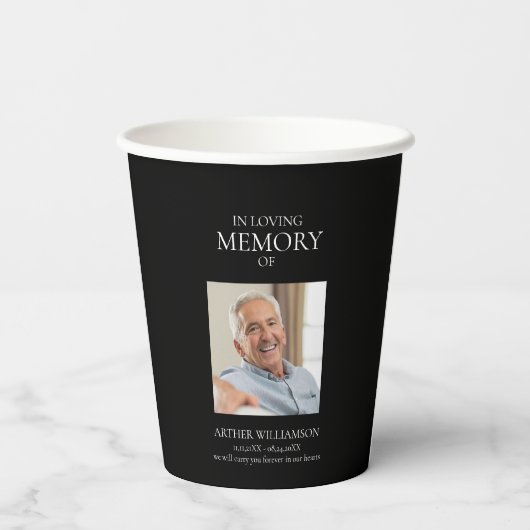 In liefdevol geheugen eenvoudige stijlvolle minima papieren bekers (Achterkant)