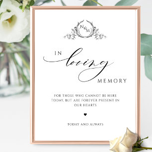 In Liefdevolle Geheugen, Elegant Monogram Trouwtek Poster