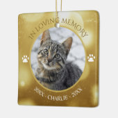 In Liefdevolle Geheugen Kat Foto Gouden Keepsake Keramisch Ornament (Links)