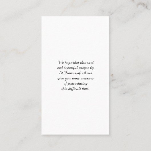 In Liefdevolle Geheugen Verdieping Sympathie Kaart Visitekaartje (Achterkant)