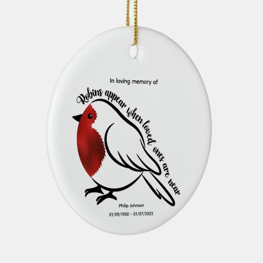 In liefdevolle herinnering aan een geliefde Robin Keramisch Ornament (Rechts)