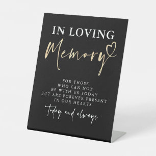 In liefdevolle herinnering Black Modern Memorial W Reclamebord Met Voetstuk