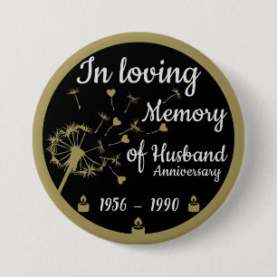 In liefdevolle herinnering Dood Jubileum Man Ronde Button 7,6 Cm