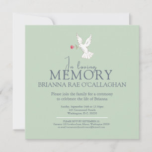 In liefdevolle herinnering duif rode roos foto beg kaart