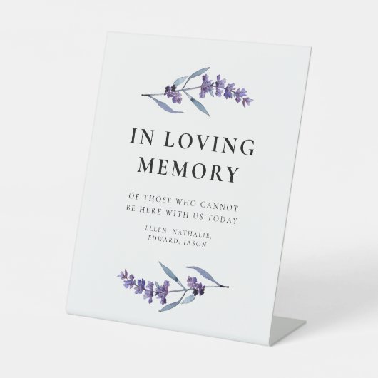In liefdevolle herinnering elegante bloemenlavende reclamebord met voetstuk (Voorkant)