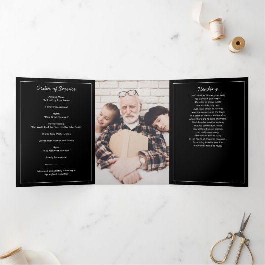 In liefdevolle herinnering Modern 6-foto begrafeni Drieluik Programma (Binnen)