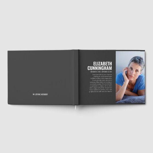 In liefdevolle herinnering Moderne Eenvoudige Foto Gastenboek (Volledig)