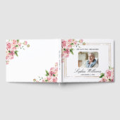 In liefdevolle herinnering roze bloemen & groene b gastenboek (Volledig)