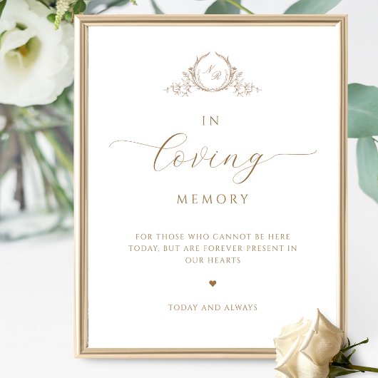 In liefdevolle herinnering, Script Monogram Beige Poster