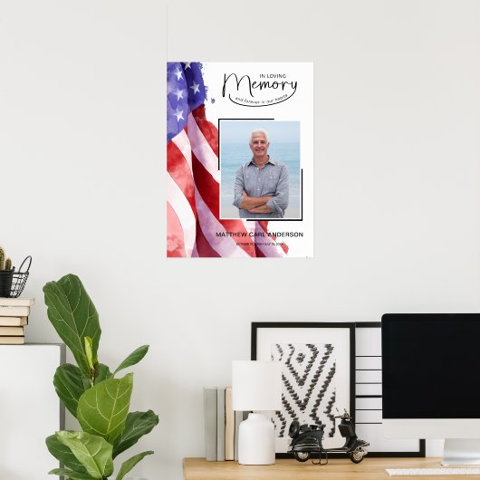 In liefdevolle herinnering US Flag Funeral Memoria Poster (Thuiskantoor)