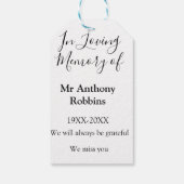 In Liefdevolle herinnering van naam begrafenis her Cadeaulabel (Achterkant)