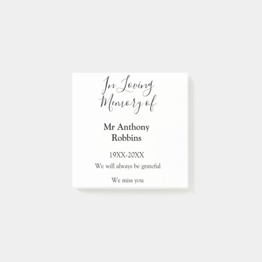In Liefdevolle herinnering van naam begrafenis her Post-it® Notes (Voorkant)