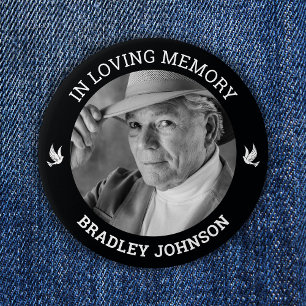 In liefdevolle herinnering witte duiven   Fotomonu Ronde Button 7,6 Cm