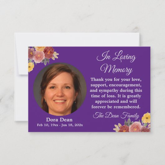 In liefhebbende geheugensympathie begrafenisblauw bedankkaart (Voorkant)