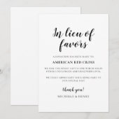 In Lieu des Favors Wedding Donation Sign Kaart (Voorkant / Achterkant)